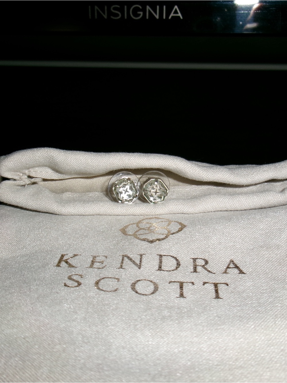 Kendra Scott Silver  Stud Earrings - White/Clear Stone